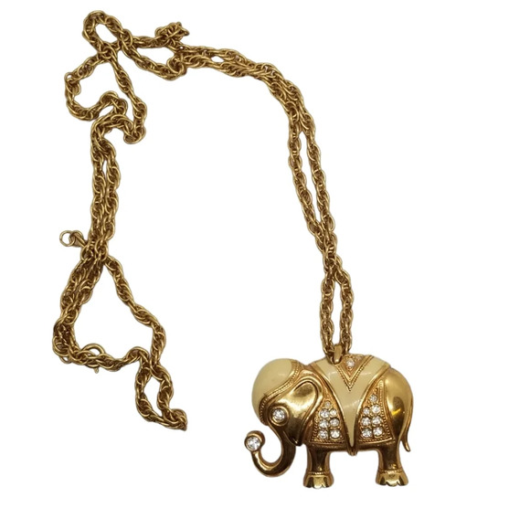 KENNETH JAY LANE FOR AVON 1995 ROYAL ELEPHANT PIN/PENDANT NECKLACE - Picture 4 of 5